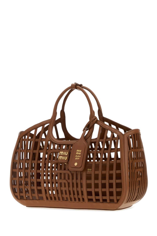 Brown leather shopping bag MIU MIU (5BA2932IBE)