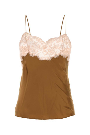 Camel silk tank top SAINT LAURENT (859694Y7G27)
