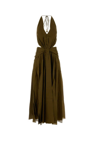 Army green silk Indra long dress ZIMMERMANN (8624DSS262)