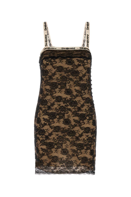 Чорна атласна сукня Black SAINT LAURENT (A003JEY1K80)