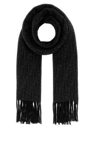 Black wool and cashmere reversible scarf FENDI (FXS417B1VZ)