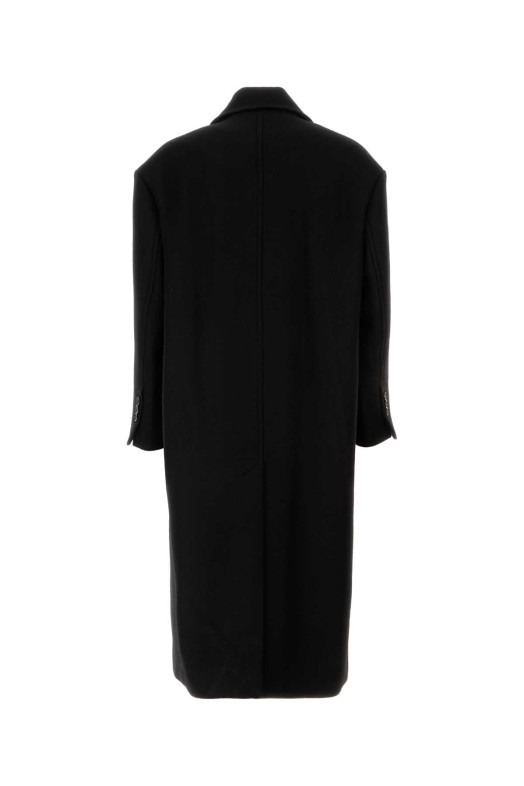 Чорне вовняне пальто AMI (HCO458WV0078) AMI PARIS