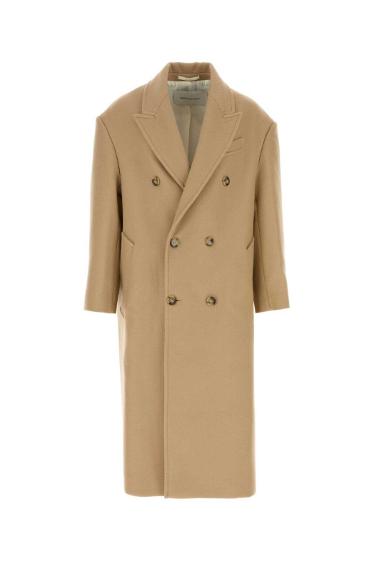 Бежеве вовняне пальто AMI (HCO458WV0078) AMI PARIS