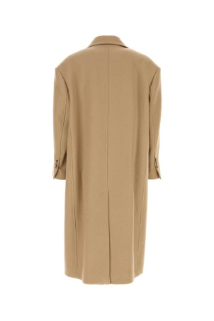 Бежеве вовняне пальто AMI (HCO458WV0078) AMI PARIS