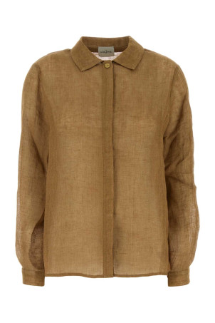 Biscuit linen Sanbu shirt Brown LE KASHA (SANBU)