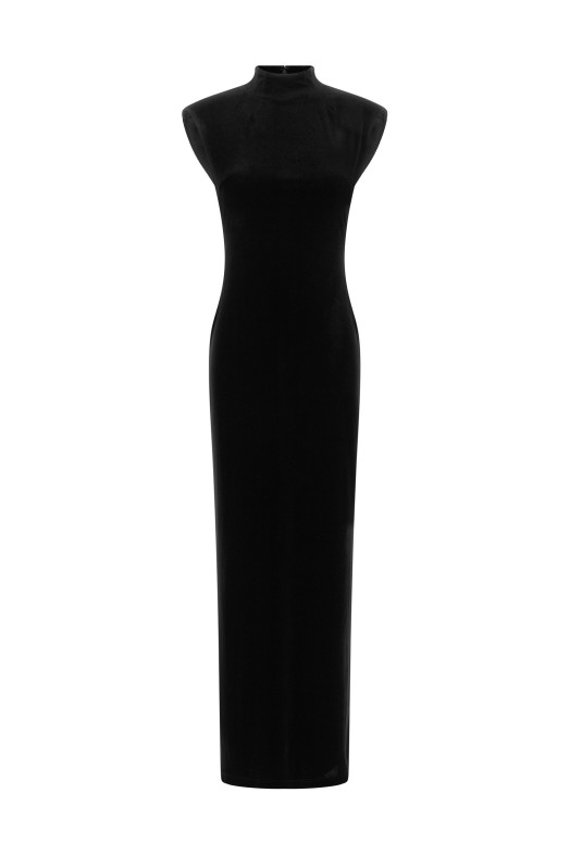 High neck dress Black