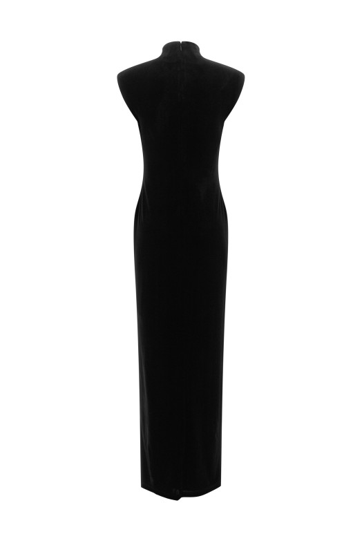 High neck dress Black