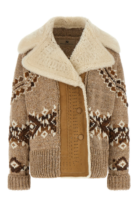 Куртка с элементами броги, бежевая ERMANNO SCERVINO D495D307RSHQUBM4901