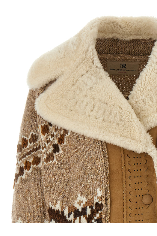 Куртка с элементами броги, бежевая ERMANNO SCERVINO D495D307RSHQUBM4901