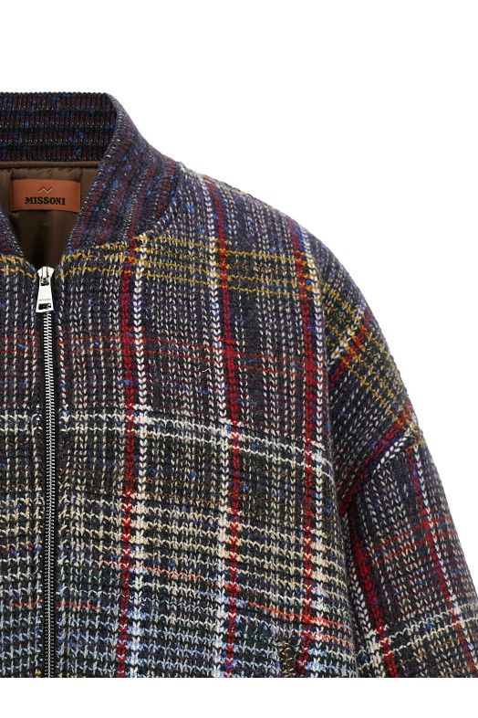 Check pattern bomber jacket Multicolor