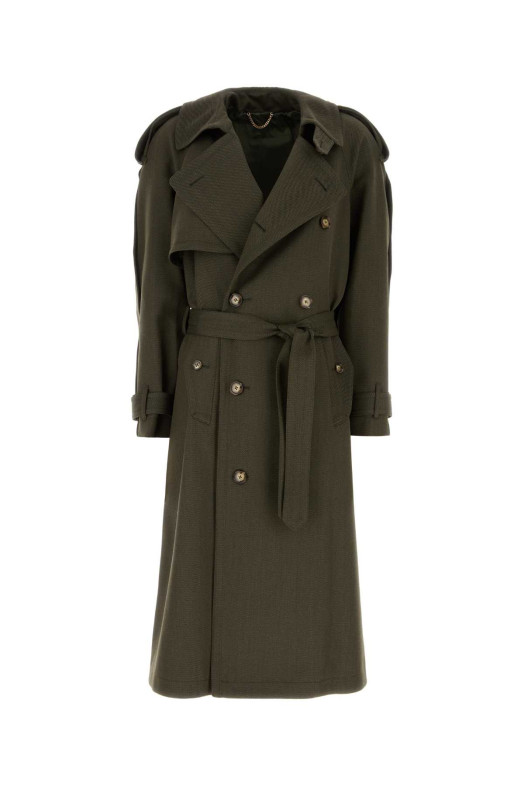 Оливково-зелений вовняний тренч VICTORIA BECKHAM (1426WCT007669B)
