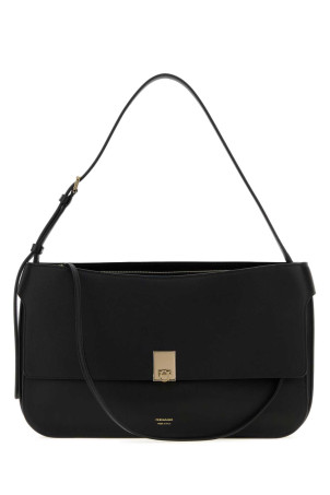 Маленька чорна шкіряна сумка через плече Cara від SALVATORE FERRAGAMO (21A904797357)