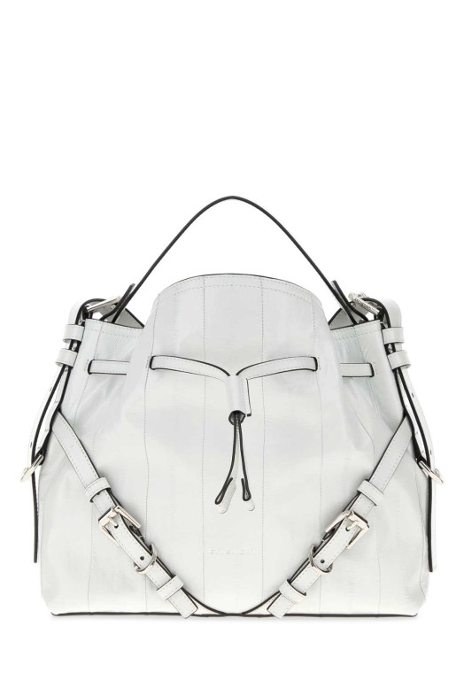 Невелика шкіряна сумка-відро Voyou білого кольору від GIVENCHY (BB518PB2KN)