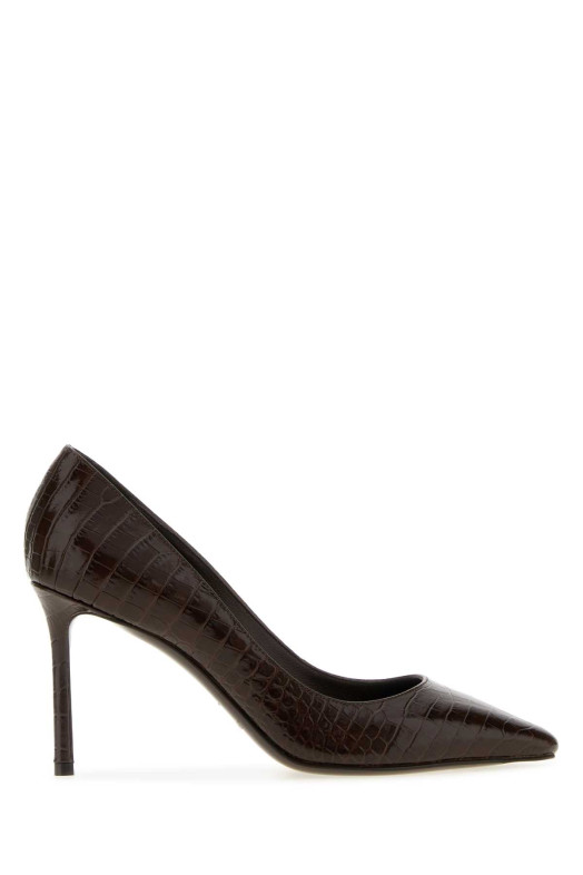 Шоколадно-коричневі шкіряні туфлі-човники Romy 85 від JIMMY CHOO (ROMY85CCL)
