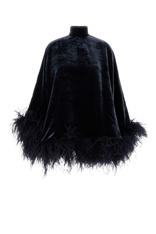 Накидка «Вегас» из бархата цвета «полуночный синий», синяя, TALLER MARMO (TMFA2623653)