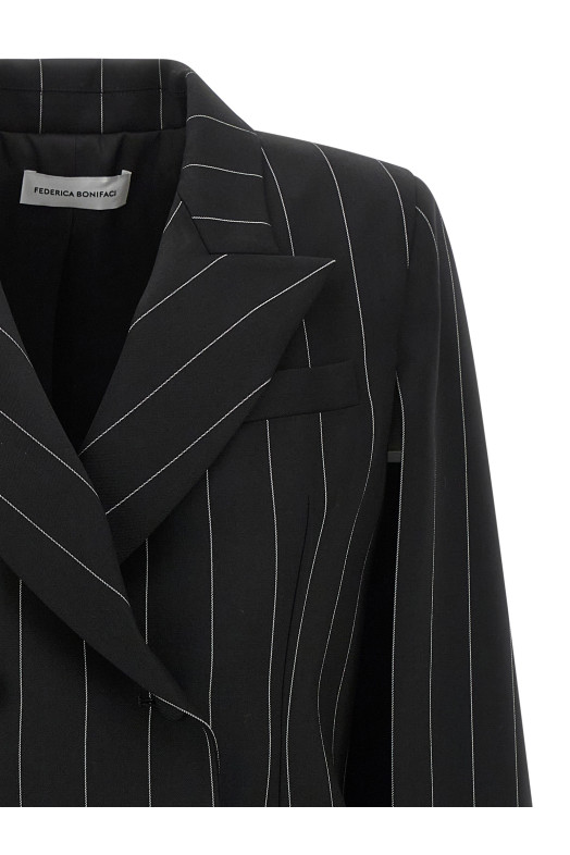 Pinstripe 'Tuxedo' cape Black