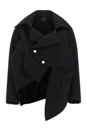 Micro ribbed blazer Black