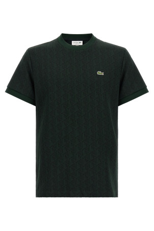 Футболка з жакардовим монограмом, зелена LACOSTE TH1197SPU