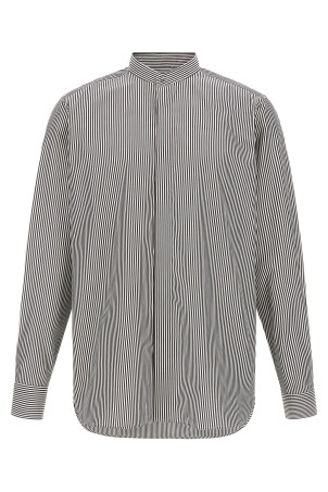 Striped Shirt with Detachable Collar Black-grey