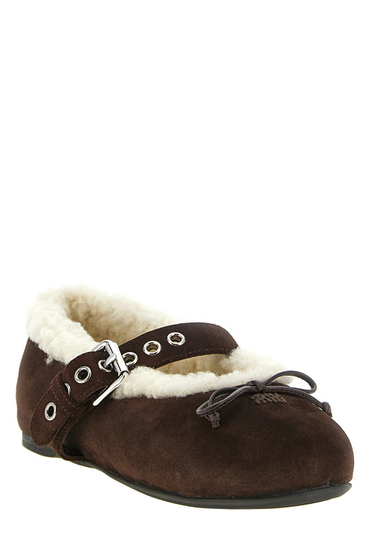 Sheepskin ballet flats Brown