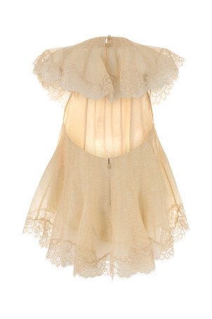 Cream linen blend Ascent top ZIMMERMANN (0244TF262)