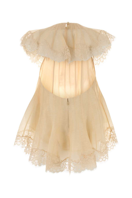 Cream linen blend Ascent top ZIMMERMANN (0244TF262)