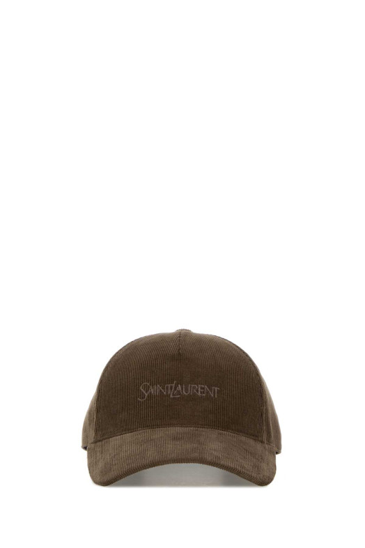 Бейсболка из вельвета цвета «грязь» SAINT LAURENT (8217373YR66)