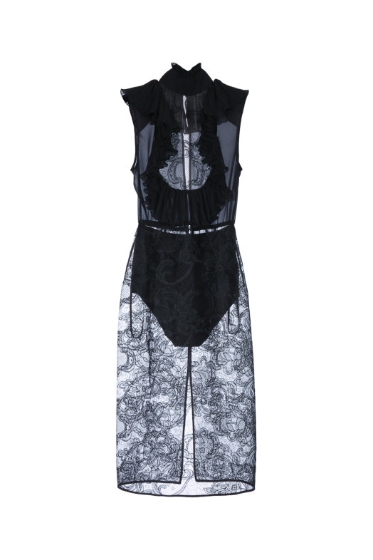ПЛАТЬЕ ДЛИНОЙ ДО КОЛЕН С КРУЖЕВОМ ОТ ELISABETTA FRANCHI (AB03567E2)