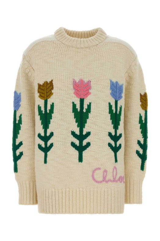 Ivory wool oversize sweater White CHLOE (CH26WMP29620)