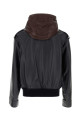 Темно-синяя кожаная куртка Black LOEWE (H526Y34LBR)