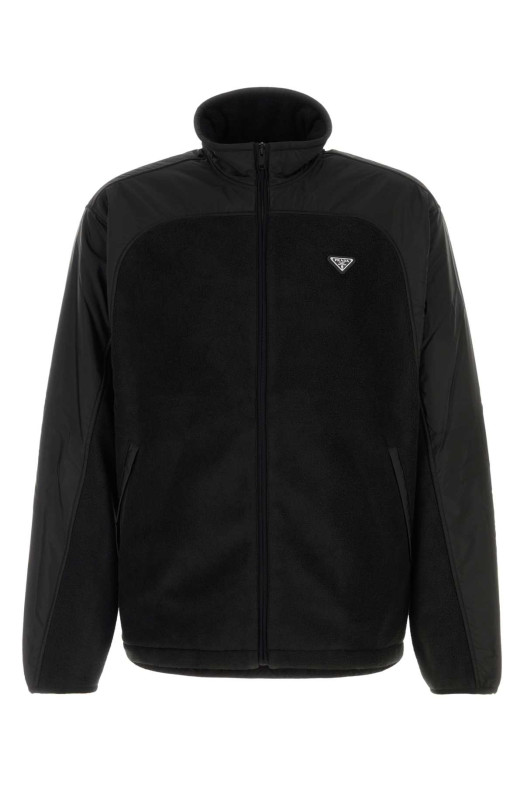 Black pile and Re-Nylon sweatshirt Black PRADA (UJL54DSOOO6381)
