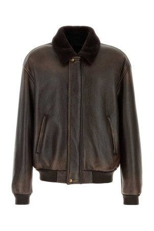 Dark brown shearling jacket PRADA (UPW629SOOO6264)