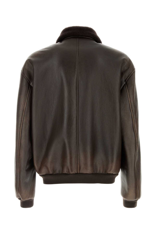 Dark brown shearling jacket PRADA (UPW629SOOO6264)