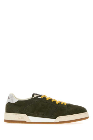 Olive green suede Fendi Match sneakers FENDI (7E1971B1RG)