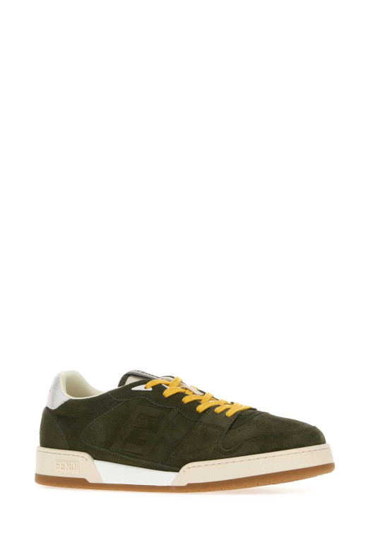 Olive green suede Fendi Match sneakers FENDI (7E1971B1RG)