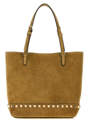 Beige suede small Rockstud bucket bag VALENTINO GARAVANI (9W2B0T75KQQ)
