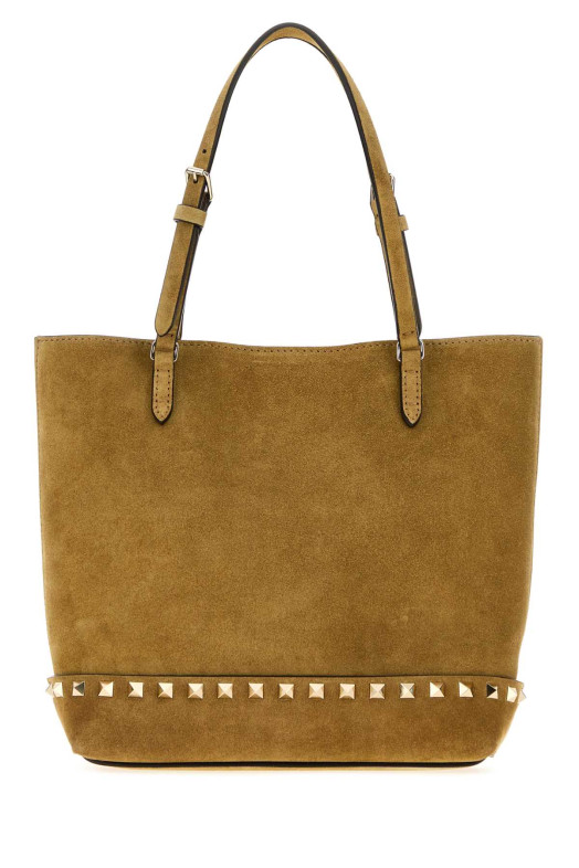 Beige suede small Rockstud bucket bag VALENTINO GARAVANI (9W2B0T75KQQ)