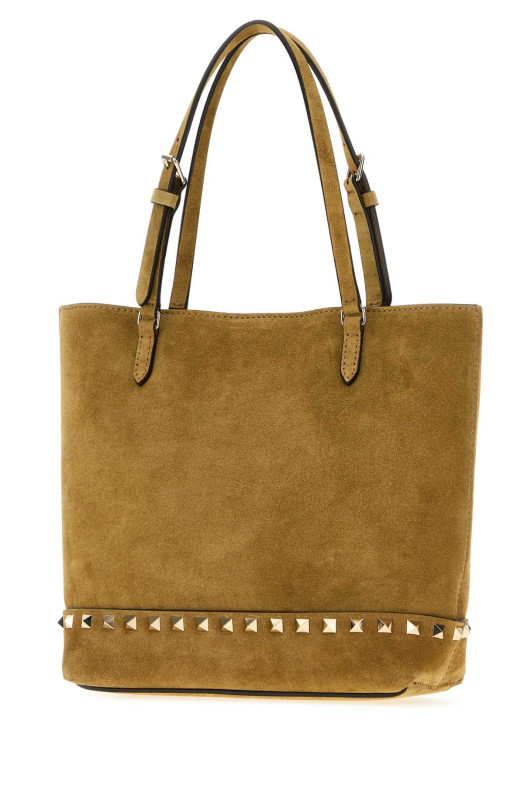 Beige suede small Rockstud bucket bag VALENTINO GARAVANI (9W2B0T75KQQ)