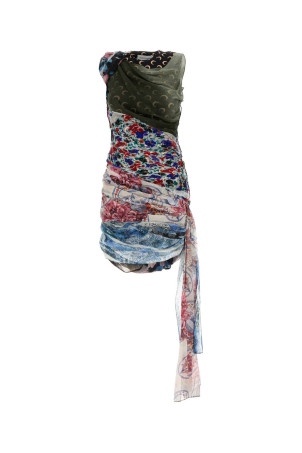 Printed stretch nylon mini dress MARINE SERRE (WDR029ADWOV0041)