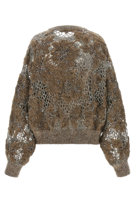 'Whispering Bloom Embroidery' sweater Beige