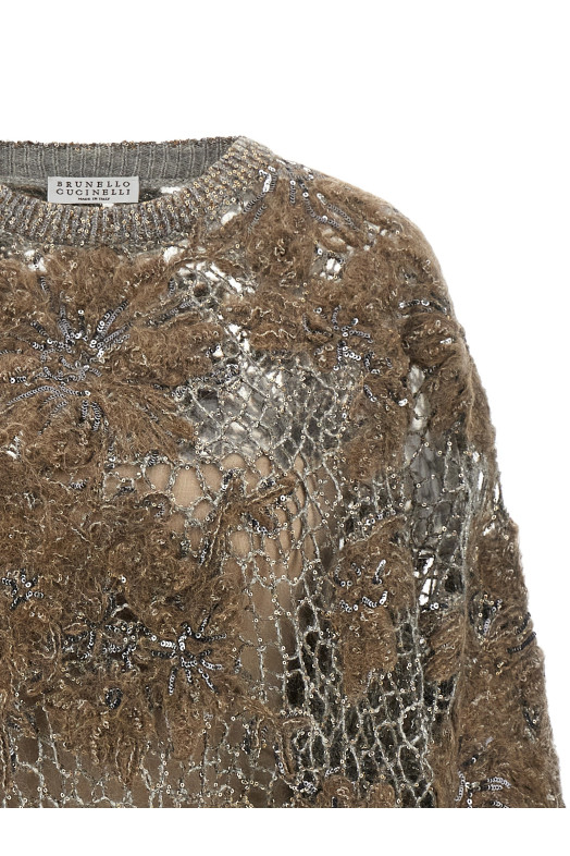 'Whispering Bloom Embroidery' sweater Beige