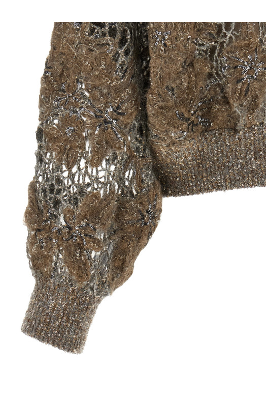 'Whispering Bloom Embroidery' sweater Beige