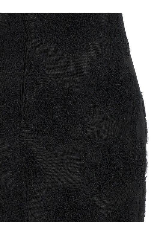 'Flower Mesh Flounce' dress Black