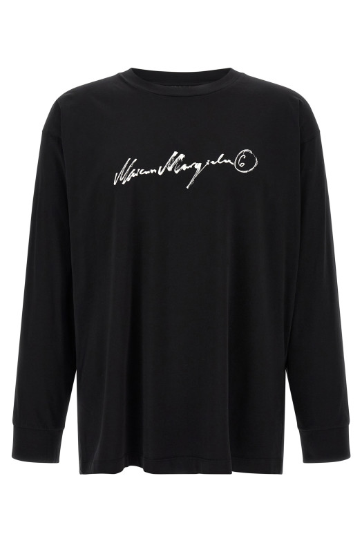Футболка с принтом в виде почерка, черная MM6 MAISON MARGIELA S52GC0370M20258900