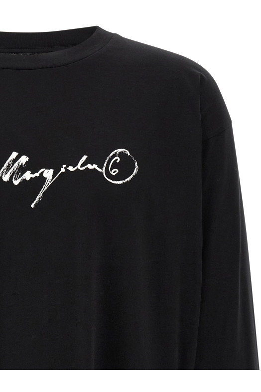 Футболка с принтом в виде почерка, черная MM6 MAISON MARGIELA S52GC0370M20258900