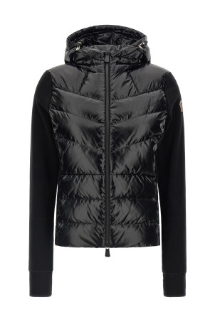 Padded cardigan with hood and zip Black