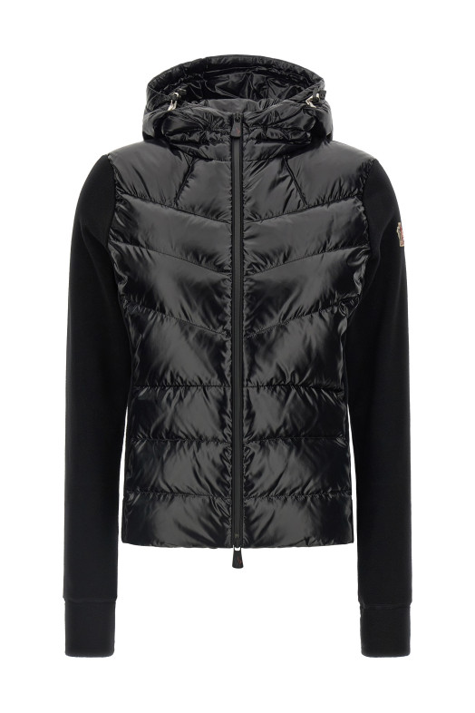 Padded cardigan with hood and zip Black