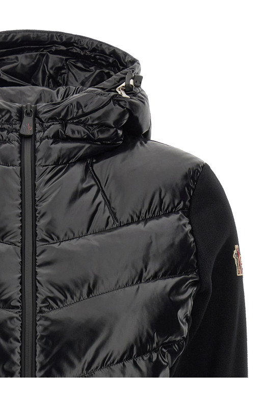 Padded cardigan with hood and zip Black