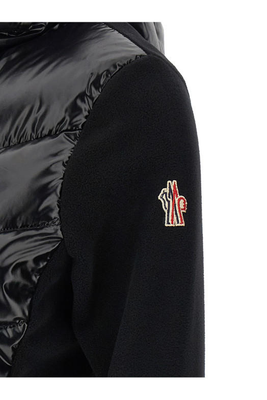 Padded cardigan with hood and zip Black