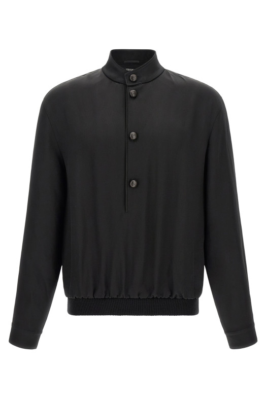 Свитшот из шелка тутового дерева, чёрный ZEGNA 402614A49SS5O4100